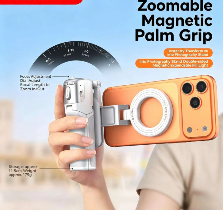 Magnetic Palm Grip Phone Stand with Fill Light